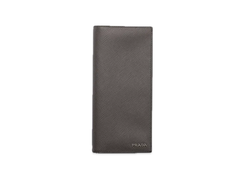 PRADA Saffiano Leather Wallet "Gray/Emerald"