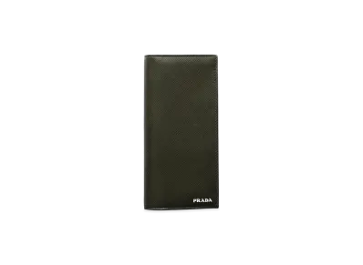 PRADA Saffiano Leather Wallet "Camouflage/Burgundy"