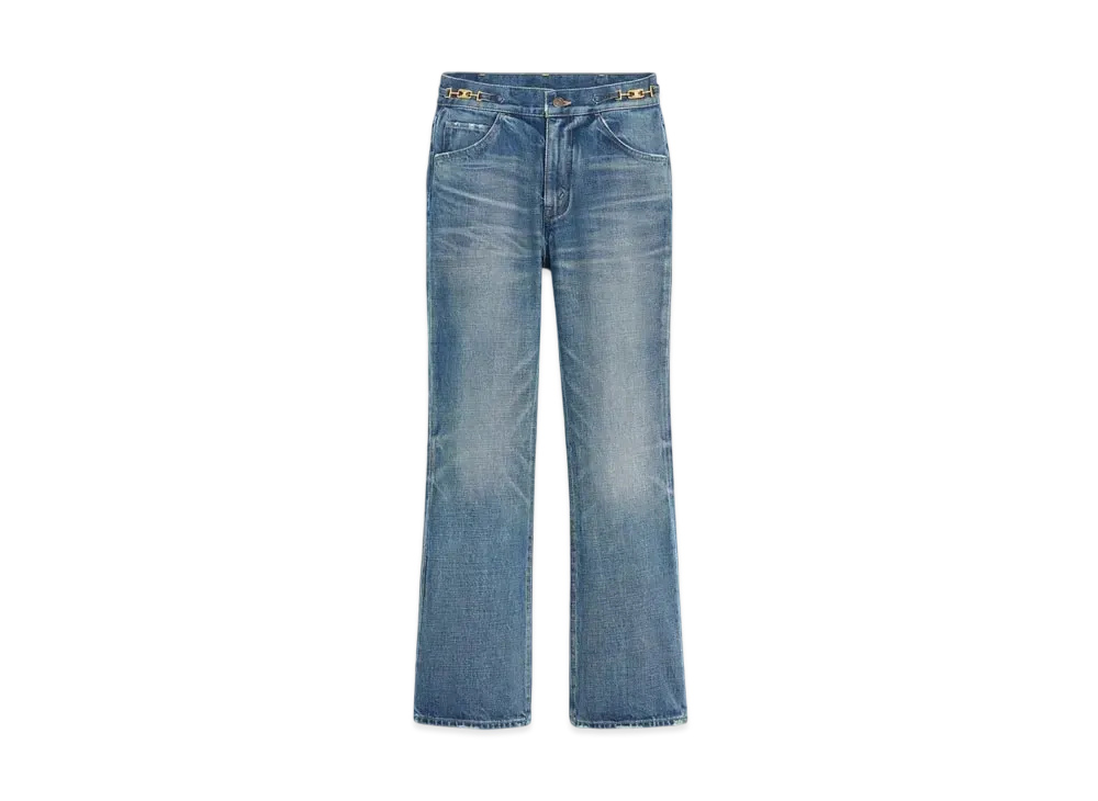 CELINE Dylan Flared Jeans With Signature In Union Wash Denim "Union Wash"