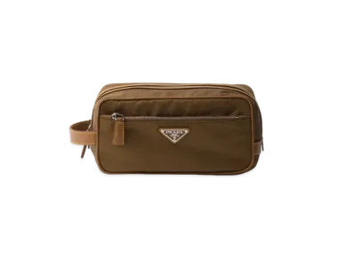 PRADA Re-Nylon and Leather Pouch "Brown"