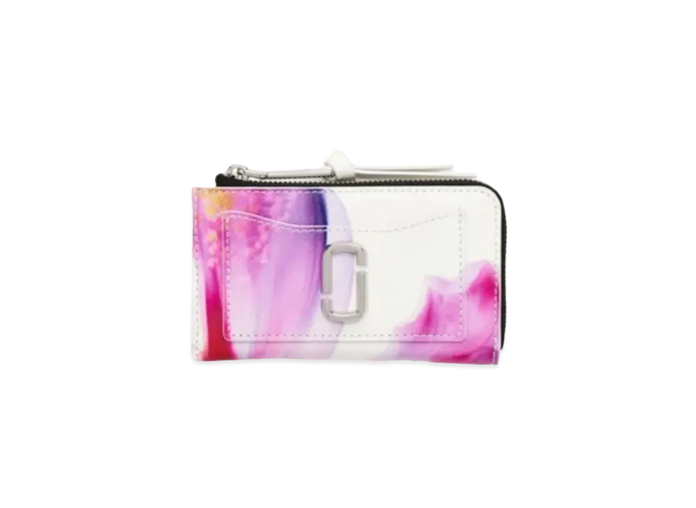 Marc Jacobs The Future Floral Leather Utility Top Zip Multi Wallet "White Multi"