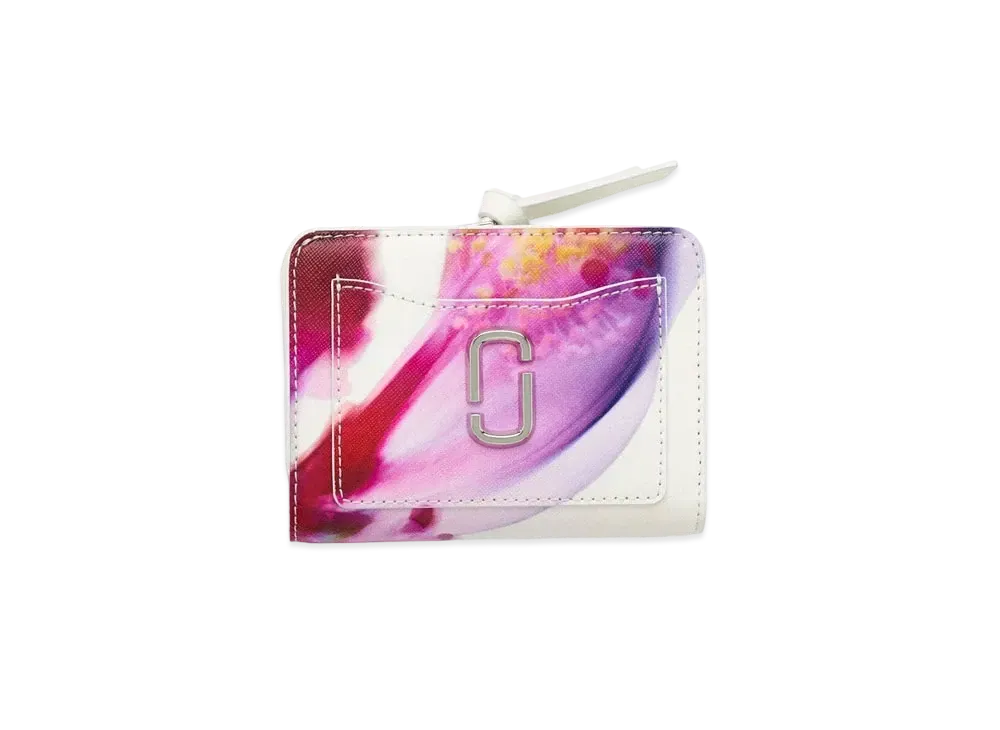 Marc Jacobs The Future Floral Leather Utility Mini Compact Wallet "White Multi"