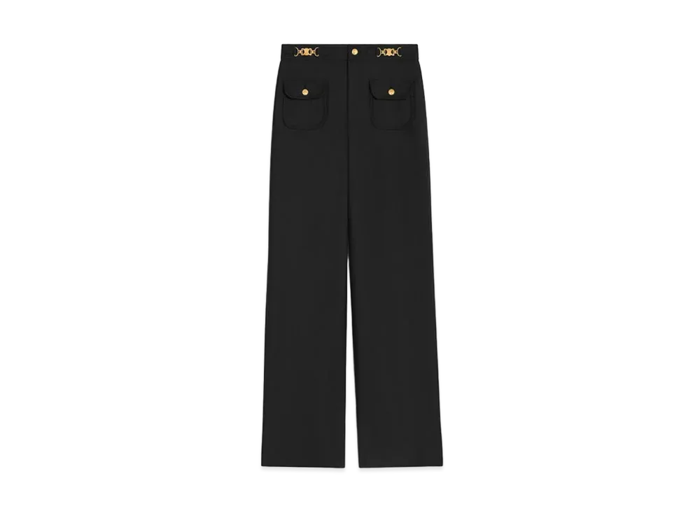 CELINE Pants with Gourmettes In Mohair Wool "Black"