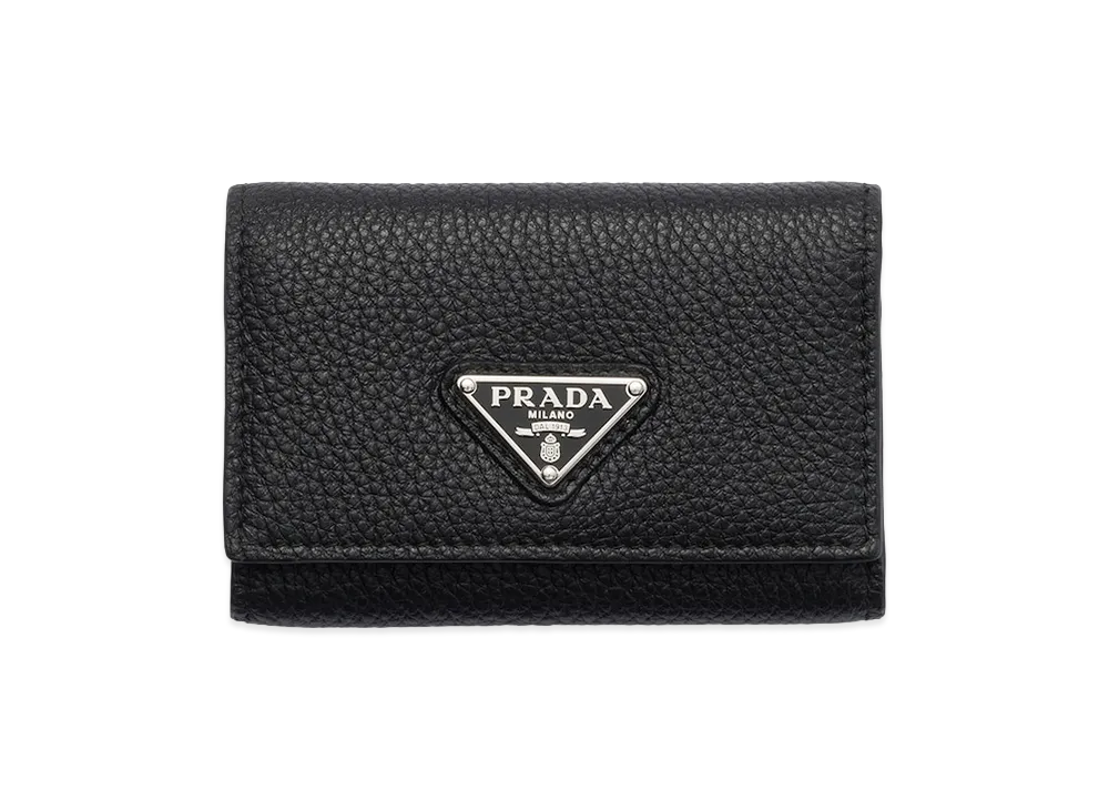 PRADA Leather Key Case "Black/Loden Green"