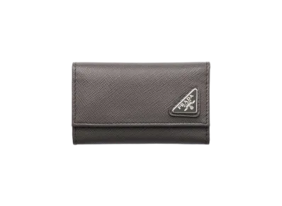 PRADA Saffiano Triangle Key Case "Gray"