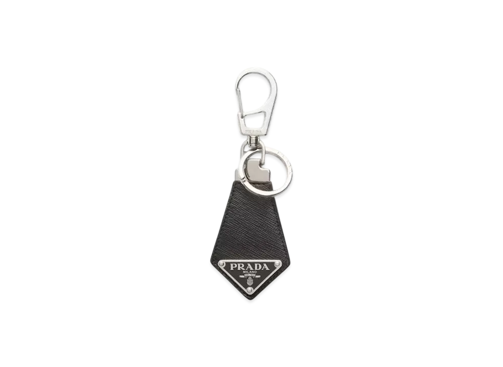 PRADA Saffiano Leather Keychain "Black"