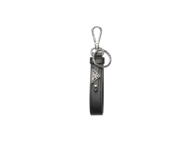 PRADA Saffiano Leather Keychain "Black"