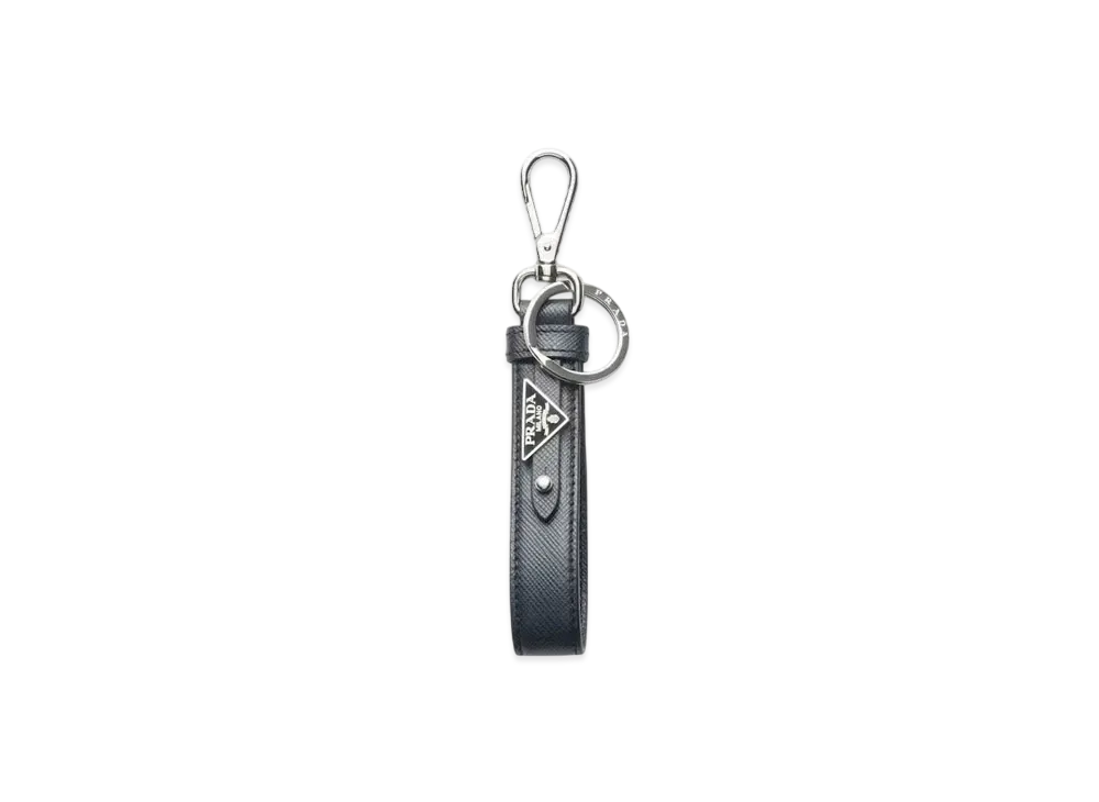PRADA Saffiano Leather Keychain "Navy"