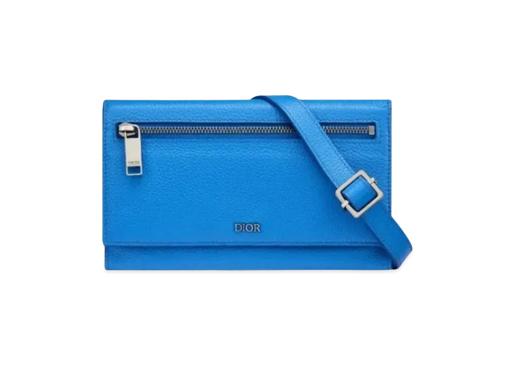 Dior Grain Cow Leather Wallet "Blue"