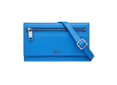 Dior Grain Cow Leather Wallet "Blue"