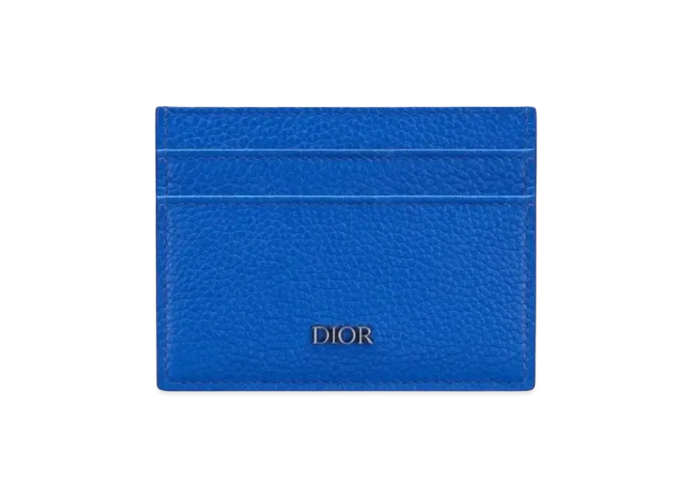 Dior Grain Cow Leather Card Holder "Blue"