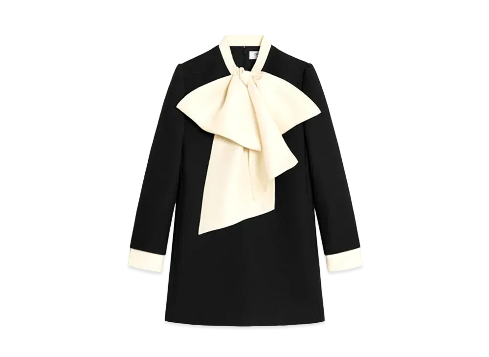 CELINE Mini Workwear Dress In Double Face Wool and Silk "Black"