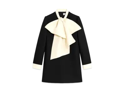 CELINE Mini Workwear Dress In Double Face Wool and Silk "Black"