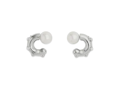 Marc Jacobs The Pearl Dot Hoop "White/Silver"