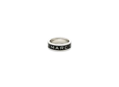 Marc Jacobs Button Enamel Ring "Silver/Black"