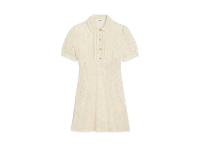 CELINE Embroidered Babydoll Mini Dress in Tulle "Cream"