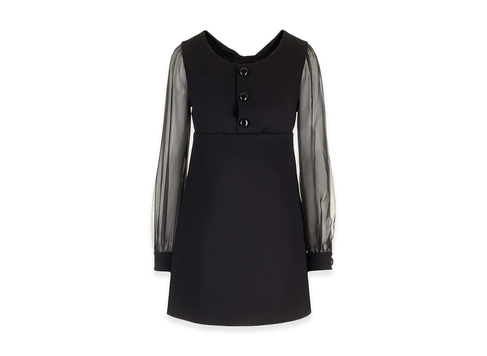 CELINE Women's Robe Trapeze Manche Mousseline "Black"