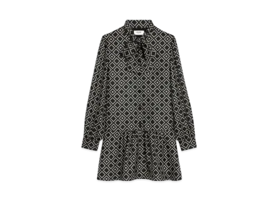 CELINE Basque Mini Dress In Silk Twill "Black/Vanilla"