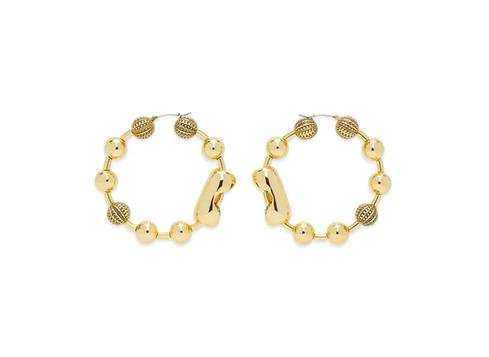 Marc Jacobs The Monogram Ball Chain Hoop "Light Antique Gold"