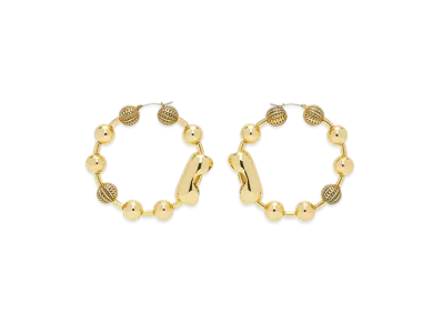 Marc Jacobs The Monogram Ball Chain Hoop "Light Antique Gold"