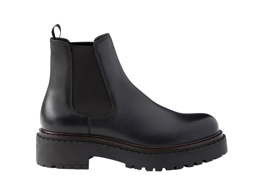 PRADA Men's Leather Chelsea Boots "Black"