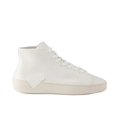 PRADA High-Top Leather Sneakers "White"