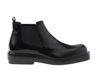 PRADA Men's Brushed Leather Chelsea Boots "Black"