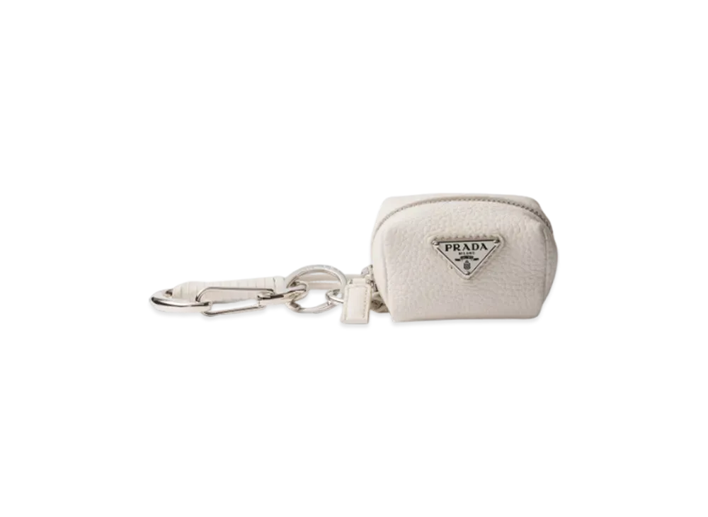 PRADA Leather Bag Charm "Off White"