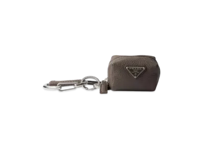 PRADA Leather Bag Charm "Gray Brown"