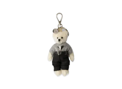 PRADA Teddy Bag Charm with Metal Ring "White"