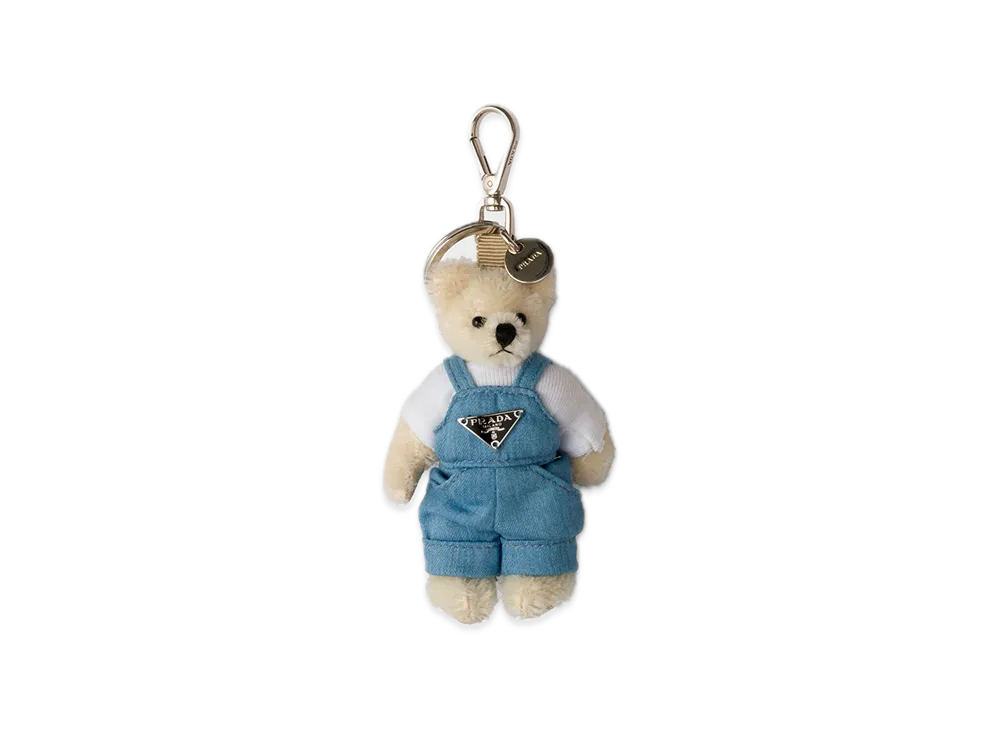 PRADA Teddy Bag Charm with Metal Ring "White"