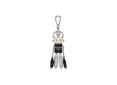 PRADA Saffiano Leather Robot Bag Charm "Gray"