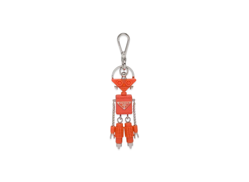 PRADA Robot Saffiano Leather Bag Charm "Orange"