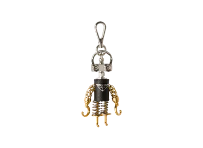 PRADA Robot Saffiano Leather Bag Charm "Gray"