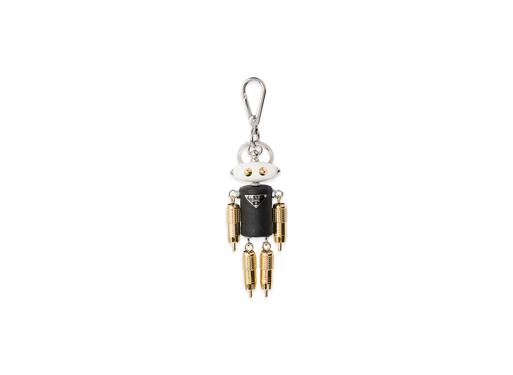PRADA Robot Saffiano Leather Keyring Charm "Black"
