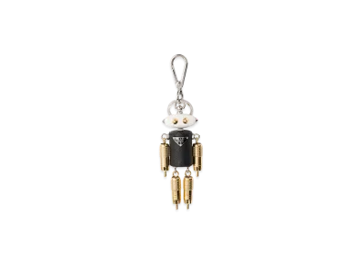 PRADA Robot Saffiano Leather Keyring Charm "Black"