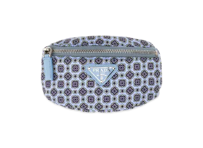 PRADA Printed Nylon Wrist Pouch "Light Blue"