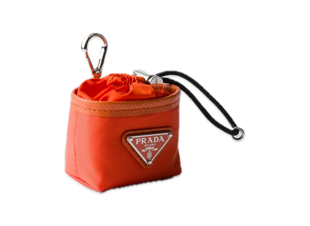 PRADA Re-Nylon Mini Pouch Bag Charm "Orange"