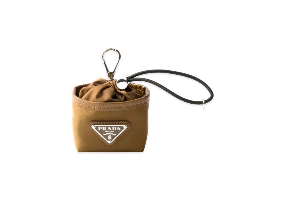 PRADA Re-Nylon Mini Pouch Bag Charm "Brown"