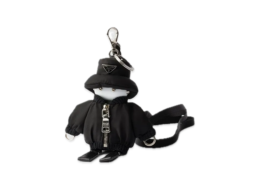 PRADA Soft Robot Re-Nylon Bag Charm "Black"