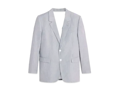 CELINE Stripe Jude Jacket in Cotton "White/Blue Gray"