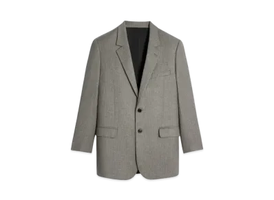 CELINE Women's BNF Blazer in Striped Flannel "Beton/Anthracite"