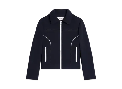 CELINE Chelsea Blouson Jacket In Gauffered Double Wool "Navy"