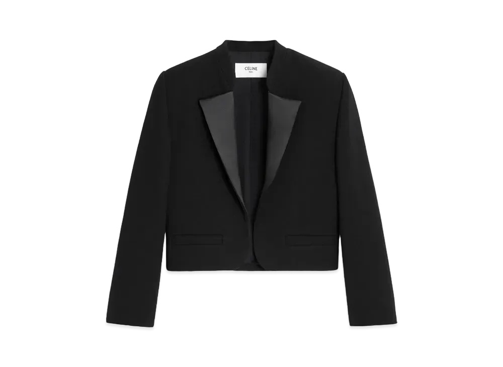 CELINE Jacket In Satin Lined Double Faced Wool Crepe "Black"