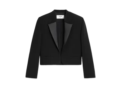 CELINE Jacket In Satin Lined Double Faced Wool Crepe "Black"