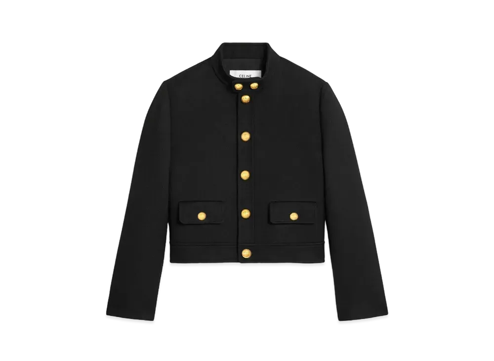 CELINE Verneuil Jacket In Double Faced Wool Tricotine "Black"