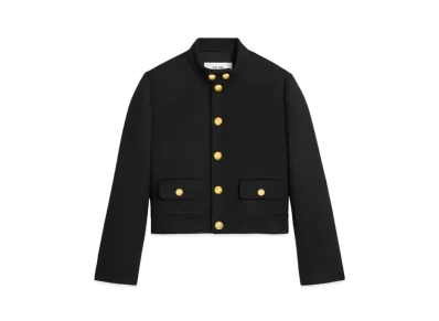 CELINE Verneuil Jacket In Double Faced Wool Tricotine "Black"