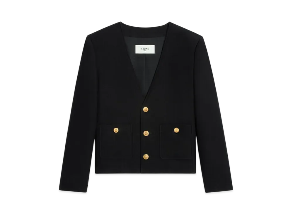 CELINE Women's Chasseur Jacket in Cashmere Flannel "Black"