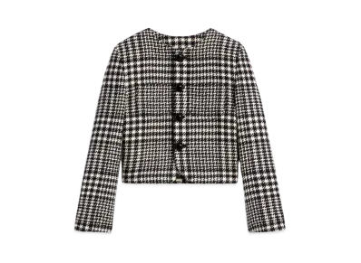 CELINE Verneuil Jacket In Wool Tweed "Ivory/Noir"