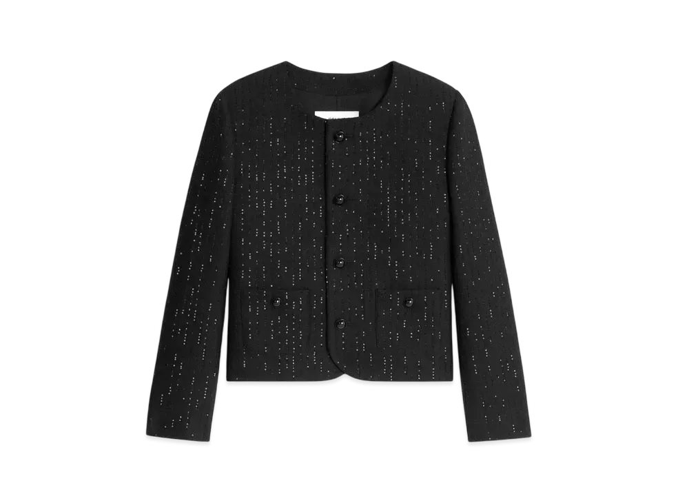 CELINE Chelsea Jacket With Sequins In Double Faced Wool "Black"
